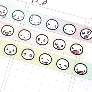 🆕 TheCoffeeMonsterzCo Rainbow Emoti Heads Washi Tape - 10mm